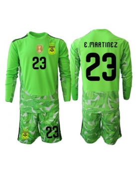 Billige Fotballdrakt Argentina Emiliano Martinez #23 Keeper Replika Bortedraktsett Barn VM 2026 Langermet (med bukser)